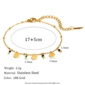Minimalist 18K gold plated stainless steel bracelet with dainty beads and round pendants - Round Disc Design (Gold-9)