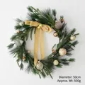 50cm Nordischer Weihnachtskranz mit champagnerfarbener Schleife für die Türdekoration - 50cm Tannennadel-mischkranz [materialpaket] / 500g