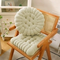 Thick light bean green plush biscuit seat cushion and backrest set for office chairs - Light Green