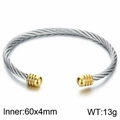 Bracciale a cavo in acciaio inox argento con terminali a sfera oro, 60x4mm - 4mm Bicolore Oro & Argento