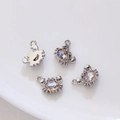 Silver crab pendant charms with rainbow crystals for jewelry making DIY sets - Silver with White Zirconia Crab