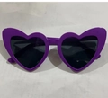 Fashionable heart-shaped sunglasses with purple glitter frames and dark grey UV400 lenses - Purple Frame Grey Lens