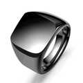 Polished black stainless steel signet ring with a wide square flat top for men - US 6 / 14-14 Square Signet Ring Black (4858338541912)