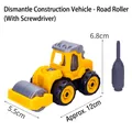 DIY assembly steam roller toy for cake topper with screwdriver accessory, yellow and gray - Yellow Road Roller with Screwdriver