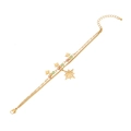 Double-layer gold plated bracelet with star charms and pink and green crystal beads - Eight-Pointed Star Layered Bracelet