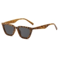 Occhiali da sole retrò cat-eye con montatura tartarugata e lenti grigio scuro donna - Stampa leopardata