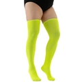 Neon green plus size over-the-knee socks in high-saturation ribbed knit cotton fabric - Plus Size / Neon Yellow