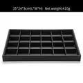 Black 24-compartment jewelry display tray for rings and earrings 35x24x3cm - Black 24-Compartment Grid Tray