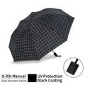 Manual 8-rib folding umbrella with black and white checkered pattern and UV coating - Manual Model / Black Lattice