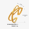 Anello aperto multistrato in acciaio inossidabile dorato con sfere e design minimalista - Oro