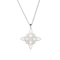 Collier en acier inoxydable poli avec pendentif double nœud de sorcière celtique - Acier Argenté Noeud de Sorcière Double Couche Celtique