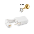 Disposable ear piercing kit with 3mm round clear cubic zirconia gold stud earrings - Gold 3mm Claw Zircon