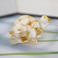 Detailed macro shot of a resin turtle figurine with gold foil flakes and crystal stones - White Shell + Gold Foil
