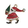 Ciondolo Babbo Natale in metallo smaltato con strass per creazione di gioielli natalizi - Stile Babbo Natale Rosso (18004) / 1 Pezzo/Confezione (23x22mm)