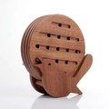 Bird-shaped ebony wood coaster set with four round non-slip heat-insulated mats - Ebony Bird Shape Type B Mat Set (4 Pcs) With Base