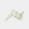 White lychee pattern leather shoulder strap with gold buckle and mini pouch detail - White Gold Buckle
