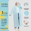 Thickened light blue EVA long raincoat for adults with drawstring hood and elastic cuffs - Fresh Blue