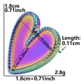 Macro detail of rainbow gradient heart-shaped earring with twisted rope texture detail - D115-Rope Edge Heart / Rainbow