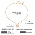 Detail view of gold stainless steel heart necklace with waterproof specs and dimensions - Heart Necklace (JDN0212002-PS)