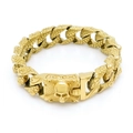 Pulsera punk vintage para hombre bañada en oro con calavera y eslabones de textura escama - Estilo de Calavera de Color Dorado (KB151738-JX)