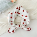Polka dot cotton linen square scarf in white and red for women's hair and neck styling - Ink Dot Red