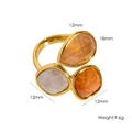 14K vergoldeter Titanring mit Wassertropfen und eckigen Zirkonia Steinen - Gemischte Farben 5