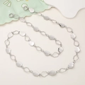 Detailed macro view of silver metallic chain strap with lobster clasp on beige background - Irregular Crossbody Chain / Irregular Plate Silver (K1183)