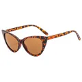 Cat-eye sunglasses with tortoise shell frame and brown lenses for women in style C6 - Leopard Frame / Tea Lens