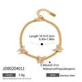 18K vergoldetes Edelstahlarmband mit weißen Zirkonia-Schmetterlingsanhängern und Verlängerung - 16.5+5cm (3.8g) / Gold Dreifach Schmetterling Armband (JDB0204011)