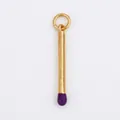 Golden matchstick charm pendant with purple enamel tip and detailed wood grain texture - Matchstick Shape-Purple
