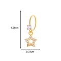 Gold star pendant hoop with clear cubic zirconia in polished finish, 1.55cm height - 13# Golden