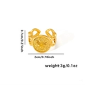Detailed size chart for the gold heart ring showing 0.7cm width and 2cm diameter - Adjustable Open / Sunburst Heart Medal Style (TYGR0191)