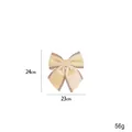 Beige velvet Christmas bow with gold sequin edges for tree decoration and holiday decor - Small (24x23cm) / Beige