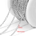 2.2mm wide silver stainless steel curb chain on roll for DIY jewelry making 0.6mm wire - 2.2mm Curb Chain (0.6mm Wire) / Steel