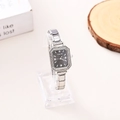 Orologio ottagonale in argento da donna con strass e cinturino in metallo lucido - Quadrante Ottagonale Argentato con Strass (带钻手表1)