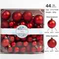 Set di 44 palline di Natale rosse lucide e glitterate nelle misure 3/4/5cm - 44 Pezzi / Rosso