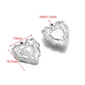 Silver stainless steel heart pendant with pearl inlay showing 19mm size dimensions - 19*18.5mm Irregular Heart with Pearl (Steel)
