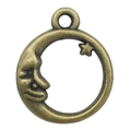 Ciondoli sole luna e stella in bronzo antico per creazione di gioielli fai da te - Rilievo Luna e Stella 16x19mm