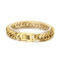 Herren-Panzerarmband aus poliertem goldenem Edelstahl mit quadratischem Verschluss - 11mm Breite / 21cm Länge / Gold Stil (KB154599-Z)
