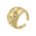 Detailed view of chunky gold dome ring with sparkling white cubic zirconia stones - VJ579 Zirconia Dome / Gold