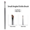 Angled sickle eyeliner brush with brown synthetic bristles and slim black handle for makeup - Small Sickle Eyeliner Brush