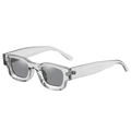 Square polarized sunglasses with transparent grey frame and dark grey lenses, model E2333 - Transparent Grey Frame Light Grey Lens Polarized