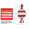 Christmas 15cm red and white striped PVC candy ornament with green glitter detail - 15CM Red White Round Candy with Green Stripes