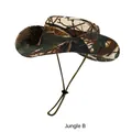 Outdoor camouflage sun hat in Jungle B color with adjustable chin strap and side snaps - One Size (56-58cm) / Jungle B