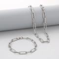 Silver stainless steel set with rectangular and rope chain links in a sleek finish - Silver-Style 5 (7mm)