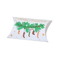 White Christmas pillow gift box with green pine branches and festive Merry Christmas text - Green Leaf