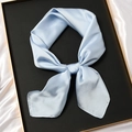 Elegant light blue silk neckerchief with satin finish on a decorative black tray - 70x70cm / Aqua Blue