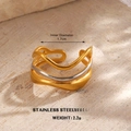 Two-tone wavy layered stainless steel ring with 18k gold plating and 1.7cm inner diameter - Layered Wave (Style 2)