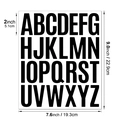 Detailed dimension chart for 2-inch waterproof black alphabet letter stickers set - 2 Inch 26 Letters / Black