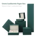 Écrin luxueux en papier vert foncé avec velours blanc pour bagues et colliers fins - Petite Boîte d'Ensemble (16*11*4cm) / Vert